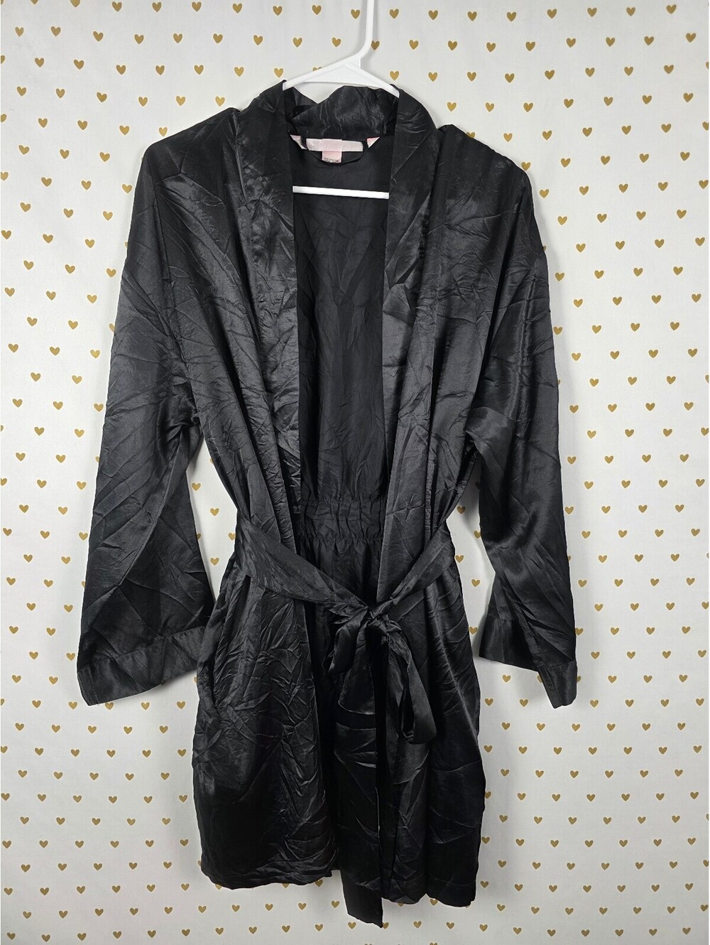 Victorias Secret Black Lounge Kimono Satin Silky Robe One Size Fits all